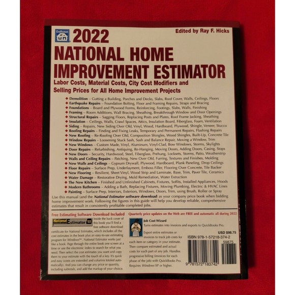 2022 National Home Improvement Estimator Ray F Hicks Craftsman - Picture 2 of 7
